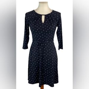 Ann Taylor Black with Yellow Flowers Long Sleeve Dress with Eyelet. NWOT. XS